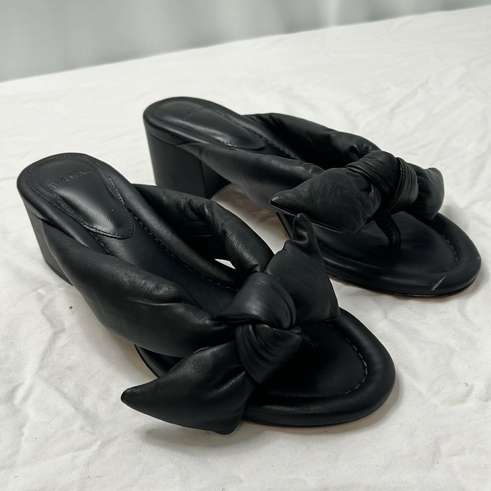 Alexandre Birman Black Knotted Leather Block Heel Sandals